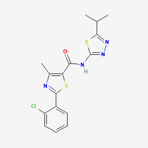 molecular formula C16H15ClN4OS2 B10994005 2-(2-chlorophenyl)-4-methyl-N-[(2E)-5-(propan-2-yl)-1,3,4-thiadiazol-2(3H)-ylidene]-1,3-thiazole-5-carboxamide 