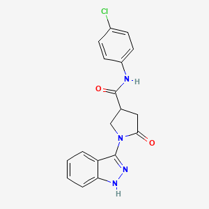 molecular formula C18H15ClN4O2 B10994077 N-(4-chlorophenyl)-1-(1H-indazol-3-yl)-5-oxopyrrolidine-3-carboxamide 