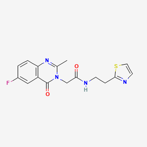 molecular formula C16H15FN4O2S B10994107 2-(6-fluoro-2-methyl-4-oxoquinazolin-3(4H)-yl)-N-[2-(1,3-thiazol-2-yl)ethyl]acetamide 