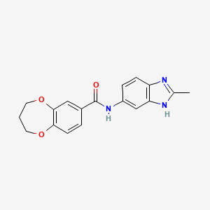 molecular formula C18H17N3O3 B10994123 N-(2-methyl-1H-benzimidazol-5-yl)-3,4-dihydro-2H-1,5-benzodioxepine-7-carboxamide 