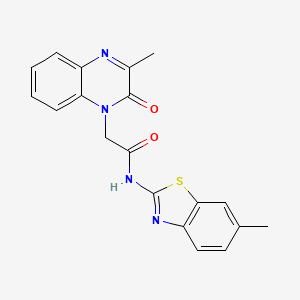 molecular formula C19H16N4O2S B10994131 N-(6-methyl-1,3-benzothiazol-2-yl)-2-(3-methyl-2-oxoquinoxalin-1(2H)-yl)acetamide 