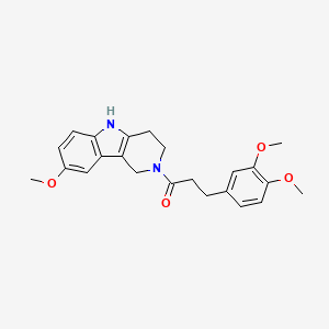 molecular formula C23H26N2O4 B10994229 3-(3,4-dimethoxyphenyl)-1-(8-methoxy-1,3,4,5-tetrahydro-2H-pyrido[4,3-b]indol-2-yl)propan-1-one 