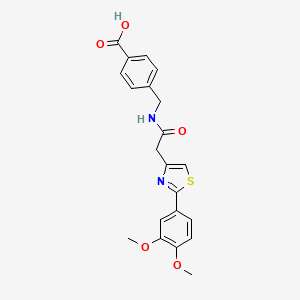 molecular formula C21H20N2O5S B10994242 4-[({[2-(3,4-Dimethoxyphenyl)-1,3-thiazol-4-yl]acetyl}amino)methyl]benzoic acid 