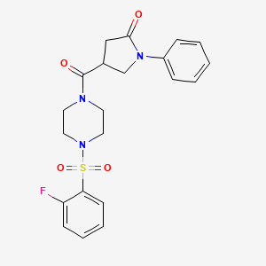 molecular formula C21H22FN3O4S B10994289 4-({4-[(2-Fluorophenyl)sulfonyl]piperazin-1-yl}carbonyl)-1-phenylpyrrolidin-2-one 