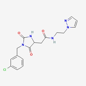 2-[1-(3-chlorobenzyl)-2,5-dioxoimidazolidin-4-yl]-N-[2-(1H-pyrazol-1-yl)ethyl]acetamide