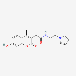 molecular formula C18H18N2O4 B10994325 2-(7-hydroxy-4-methyl-2-oxo-2H-chromen-3-yl)-N-[2-(1H-pyrrol-1-yl)ethyl]acetamide 