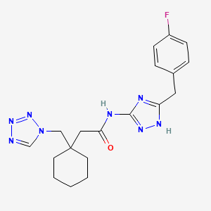 N-[5-[(4-fluorophenyl)methyl]-1H-1,2,4-triazol-3-yl]-2-[1-(tetrazol-1-ylmethyl)cyclohexyl]acetamide