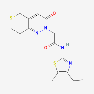 molecular formula C15H18N4O2S2 B10994427 N-(4-ethyl-5-methyl-1,3-thiazol-2-yl)-2-(3-oxo-3,5,7,8-tetrahydro-2H-thiopyrano[4,3-c]pyridazin-2-yl)acetamide 