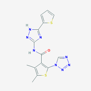 4,5-dimethyl-2-(1H-tetrazol-1-yl)-N-[3-(thiophen-2-yl)-1H-1,2,4-triazol-5-yl]thiophene-3-carboxamide