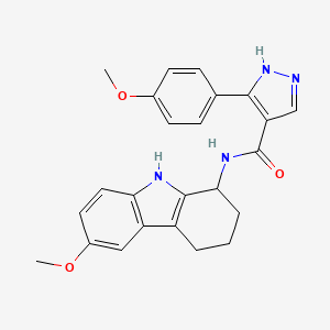 molecular formula C24H24N4O3 B10994456 3-(4-methoxyphenyl)-N-(6-methoxy-2,3,4,9-tetrahydro-1H-carbazol-1-yl)-1H-pyrazole-4-carboxamide 