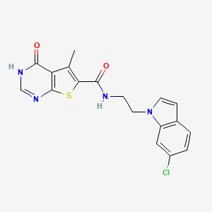 N-[2-(6-chloro-1H-indol-1-yl)ethyl]-4-hydroxy-5-methylthieno[2,3-d]pyrimidine-6-carboxamide