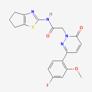 2-[3-(4-fluoro-2-methoxyphenyl)-6-oxopyridazin-1(6H)-yl]-N-[(2Z)-3,4,5,6-tetrahydro-2H-cyclopenta[d][1,3]thiazol-2-ylidene]acetamide