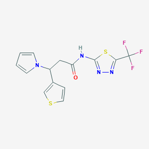 molecular formula C14H11F3N4OS2 B10994580 3-(1H-Pyrrol-1-YL)-3-(3-thienyl)-N-[5-(trifluoromethyl)-1,3,4-thiadiazol-2-YL]propanamide 