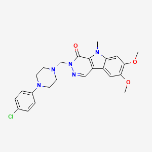 molecular formula C24H26ClN5O3 B10994587 3-{[4-(4-chlorophenyl)piperazin-1-yl]methyl}-7,8-dimethoxy-5-methyl-3,5-dihydro-4H-pyridazino[4,5-b]indol-4-one 