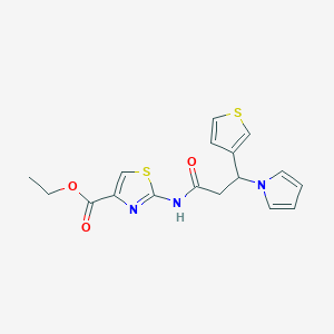 ethyl 2-{[3-(1H-pyrrol-1-yl)-3-(thiophen-3-yl)propanoyl]amino}-1,3-thiazole-4-carboxylate