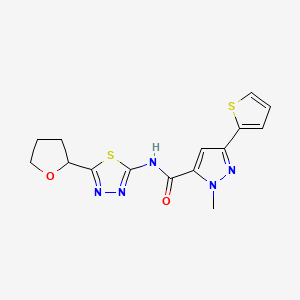 1-methyl-N-(5-(tetrahydrofuran-2-yl)-1,3,4-thiadiazol-2-yl)-3-(thiophen-2-yl)-1H-pyrazole-5-carboxamide