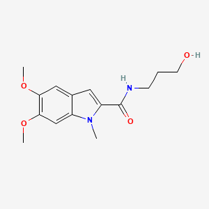 molecular formula C15H20N2O4 B10994671 N-(3-hydroxypropyl)-5,6-dimethoxy-1-methyl-1H-indole-2-carboxamide 