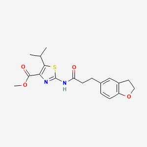 Methyl 2-{[3-(2,3-dihydro-1-benzofuran-5-yl)propanoyl]amino}-5-(propan-2-yl)-1,3-thiazole-4-carboxylate