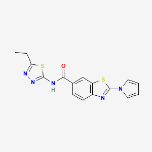 molecular formula C16H13N5OS2 B10994705 N-[(2E)-5-ethyl-1,3,4-thiadiazol-2(3H)-ylidene]-2-(1H-pyrrol-1-yl)-1,3-benzothiazole-6-carboxamide 