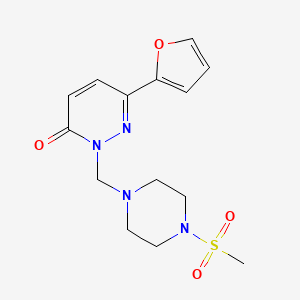 molecular formula C14H18N4O4S B10994718 6-(furan-2-yl)-2-{[4-(methylsulfonyl)piperazin-1-yl]methyl}pyridazin-3(2H)-one 