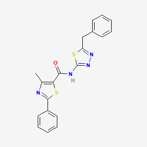 molecular formula C20H16N4OS2 B10994745 N-[(2E)-5-benzyl-1,3,4-thiadiazol-2(3H)-ylidene]-4-methyl-2-phenyl-1,3-thiazole-5-carboxamide 