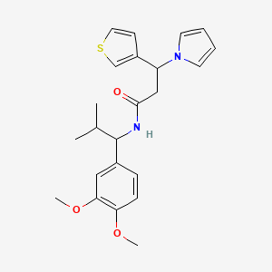 molecular formula C23H28N2O3S B10994793 N-[1-(3,4-dimethoxyphenyl)-2-methylpropyl]-3-(1H-pyrrol-1-yl)-3-(thiophen-3-yl)propanamide 