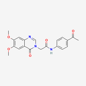 molecular formula C20H19N3O5 B10994825 N-(4-acetylphenyl)-2-(6,7-dimethoxy-4-oxoquinazolin-3(4H)-yl)acetamide 