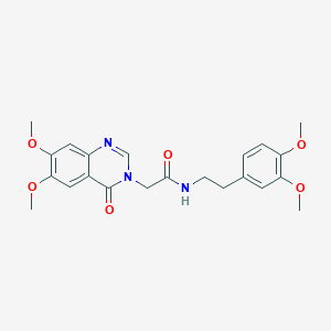 molecular formula C22H25N3O6 B10994828 2-(6,7-dimethoxy-4-oxoquinazolin-3(4H)-yl)-N-[2-(3,4-dimethoxyphenyl)ethyl]acetamide 