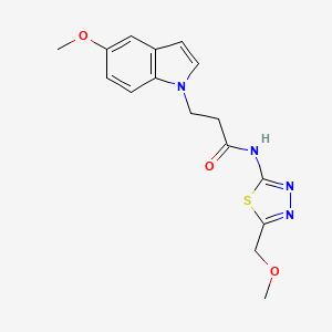 molecular formula C16H18N4O3S B10994831 3-(5-methoxy-1H-indol-1-yl)-N-[(2E)-5-(methoxymethyl)-1,3,4-thiadiazol-2(3H)-ylidene]propanamide 