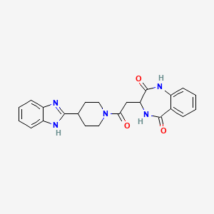 molecular formula C23H23N5O3 B10994856 3-{2-[4-(1H-benzimidazol-2-yl)piperidin-1-yl]-2-oxoethyl}-3,4-dihydro-1H-1,4-benzodiazepine-2,5-dione 