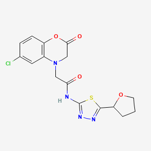 2-(6-chloro-2-oxo-2H-benzo[b][1,4]oxazin-4(3H)-yl)-N-(5-(tetrahydrofuran-2-yl)-1,3,4-thiadiazol-2-yl)acetamide