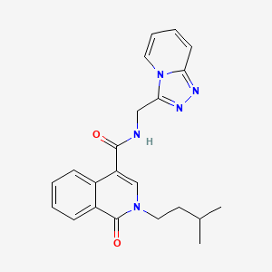 molecular formula C22H23N5O2 B10994884 2-(3-methylbutyl)-1-oxo-N-([1,2,4]triazolo[4,3-a]pyridin-3-ylmethyl)-1,2-dihydroisoquinoline-4-carboxamide 