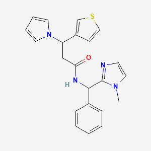 molecular formula C22H22N4OS B10994889 N-[(1-methyl-1H-imidazol-2-yl)(phenyl)methyl]-3-(1H-pyrrol-1-yl)-3-(thiophen-3-yl)propanamide 