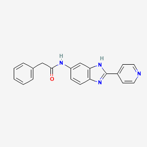 molecular formula C20H16N4O B10995092 2-phenyl-N-[2-(pyridin-4-yl)-1H-benzimidazol-5-yl]acetamide 