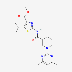 molecular formula C20H27N5O3S B10995102 Methyl 2-({[1-(4,6-dimethylpyrimidin-2-yl)piperidin-3-yl]carbonyl}amino)-5-(propan-2-yl)-1,3-thiazole-4-carboxylate 