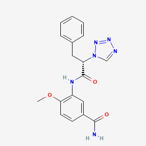 molecular formula C18H18N6O3 B10995201 4-methoxy-3-{[3-phenyl-2-(1H-tetraazol-1-yl)propanoyl]amino}benzamide 