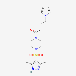 molecular formula C17H25N5O3S B10995282 1-{4-[(3,5-Dimethyl-1H-pyrazol-4-YL)sulfonyl]piperazino}-4-(1H-pyrrol-1-YL)-1-butanone 