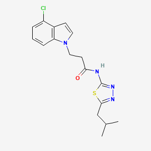 molecular formula C17H19ClN4OS B10995339 3-(4-chloro-1H-indol-1-yl)-N-[(2Z)-5-(2-methylpropyl)-1,3,4-thiadiazol-2(3H)-ylidene]propanamide 