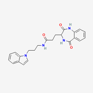 molecular formula C23H24N4O3 B10995431 3-(2-hydroxy-5-oxo-4,5-dihydro-3H-1,4-benzodiazepin-3-yl)-N-[3-(1H-indol-1-yl)propyl]propanamide 