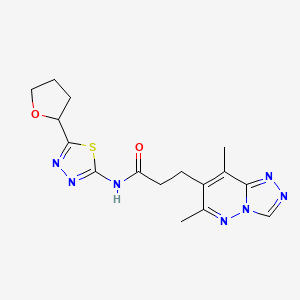 3-(6,8-dimethyl-[1,2,4]triazolo[4,3-b]pyridazin-7-yl)-N-(5-(tetrahydrofuran-2-yl)-1,3,4-thiadiazol-2-yl)propanamide