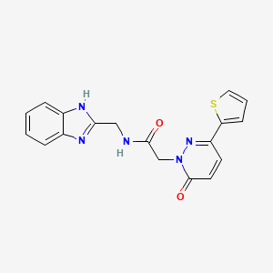 molecular formula C18H15N5O2S B10995535 N-(1H-benzimidazol-2-ylmethyl)-2-[6-oxo-3-(thiophen-2-yl)pyridazin-1(6H)-yl]acetamide 