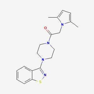 molecular formula C19H22N4OS B10995552 1-[4-(1,2-benzothiazol-3-yl)piperazin-1-yl]-2-(2,5-dimethyl-1H-pyrrol-1-yl)ethanone 