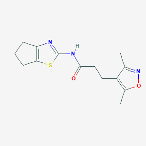 molecular formula C14H17N3O2S B10995584 N-(5,6-dihydro-4H-cyclopenta[d][1,3]thiazol-2-yl)-3-(3,5-dimethyl-1,2-oxazol-4-yl)propanamide 