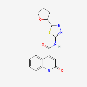 1-methyl-2-oxo-N-(5-tetrahydro-2-furanyl-1,3,4-thiadiazol-2-yl)-1,2-dihydro-4-quinolinecarboxamide