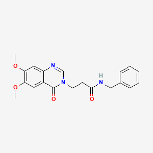 molecular formula C20H21N3O4 B10995627 N-benzyl-3-(6,7-dimethoxy-4-oxoquinazolin-3(4H)-yl)propanamide 