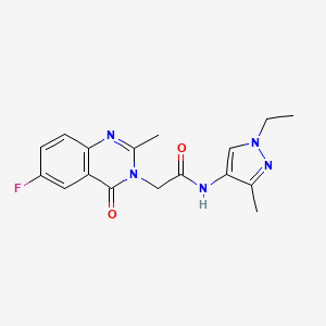 N-(1-ethyl-3-methyl-1H-pyrazol-4-yl)-2-(6-fluoro-2-methyl-4-oxoquinazolin-3(4H)-yl)acetamide