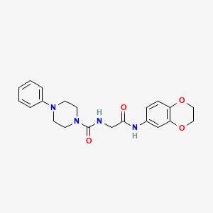 molecular formula C21H24N4O4 B10995748 N-[2-(2,3-dihydro-1,4-benzodioxin-6-ylamino)-2-oxoethyl]-4-phenylpiperazine-1-carboxamide 