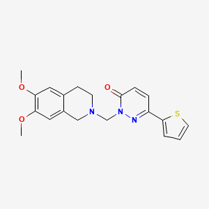 molecular formula C20H21N3O3S B10995771 2-[(6,7-dimethoxy-3,4-dihydroisoquinolin-2(1H)-yl)methyl]-6-(thiophen-2-yl)pyridazin-3(2H)-one 