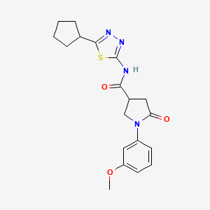 molecular formula C19H22N4O3S B10995797 N-(5-cyclopentyl-1,3,4-thiadiazol-2-yl)-1-(3-methoxyphenyl)-5-oxopyrrolidine-3-carboxamide 