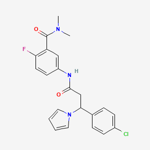 molecular formula C22H21ClFN3O2 B10995808 5-{[3-(4-chlorophenyl)-3-(1H-pyrrol-1-yl)propanoyl]amino}-2-fluoro-N,N-dimethylbenzamide 